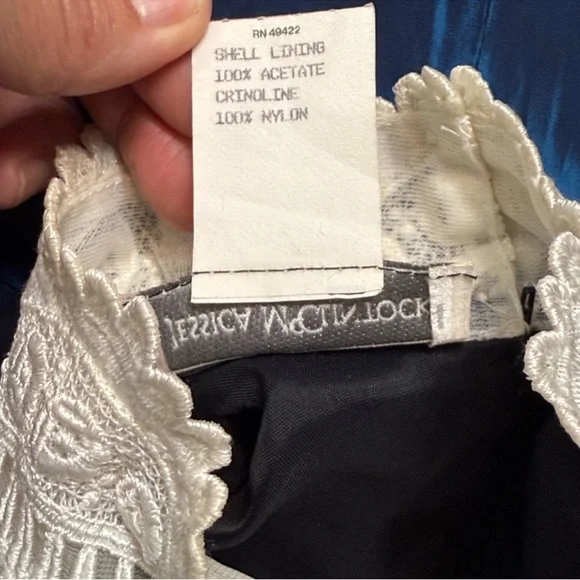 Vintage Jessica McClintock Blue Taffeta Lace Victorian Dress Size 6